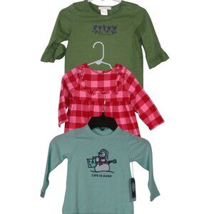 3 Little Girls Long Sleeve Shirts Life is Good, Hanna Andersson, Janie & Jack